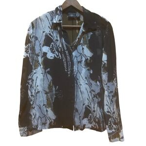 Vintage Tailor B Moss Shirt‎ Womens L Black White Green Fairy Grunge Whimsigoth